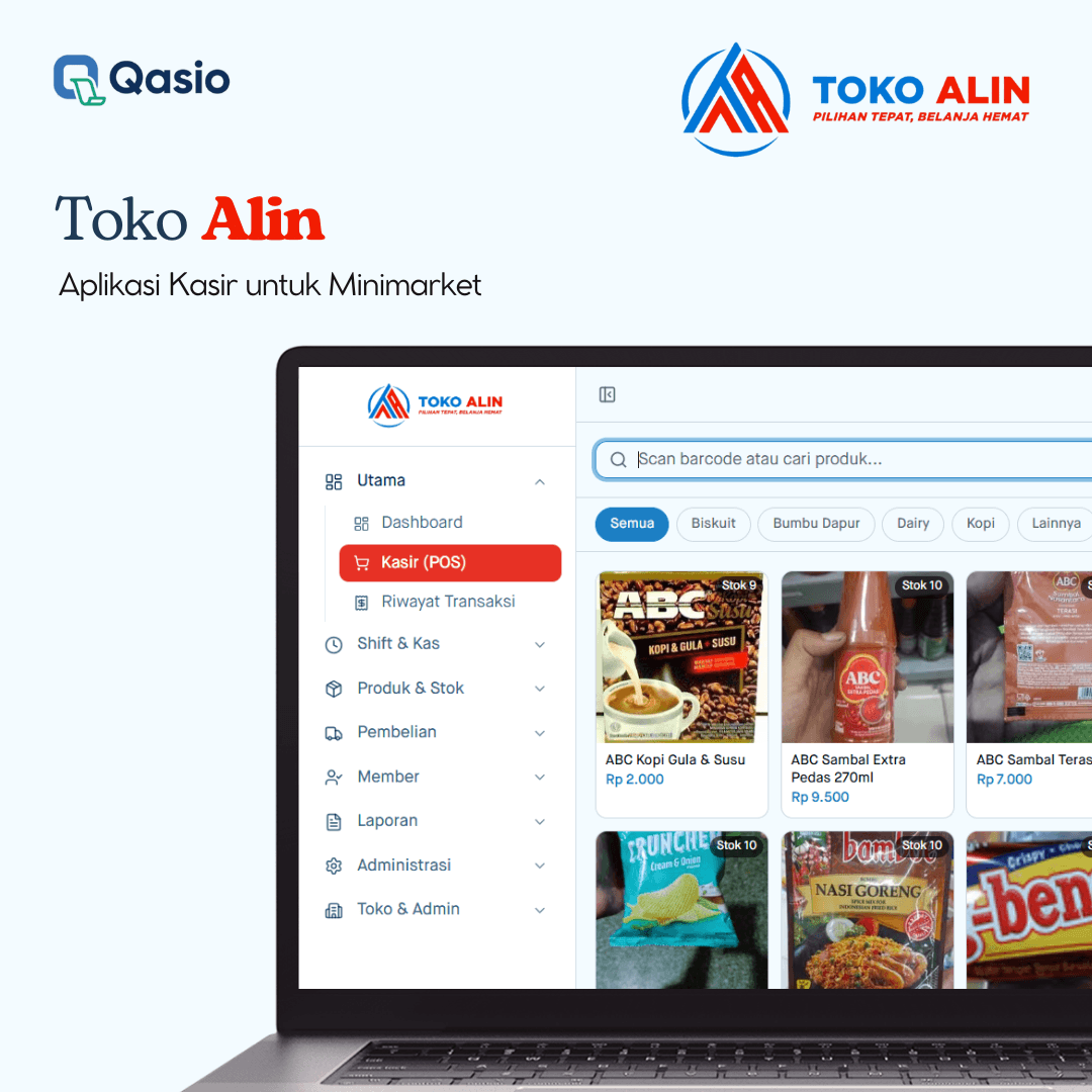 Aplikasi kasir Toko Alin — Qasio