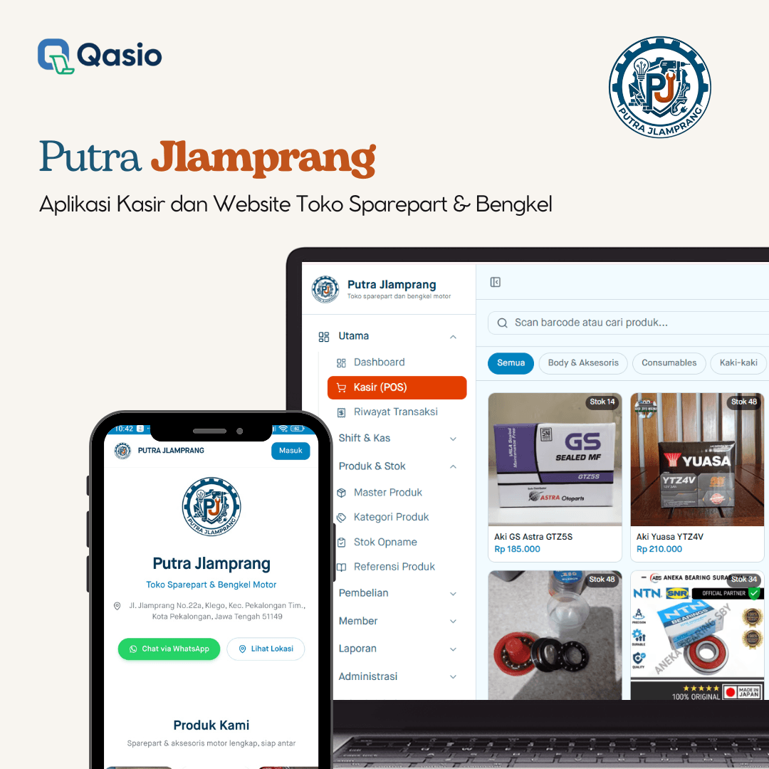 Aplikasi kasir dan website Putra Jlamprang β Qasio