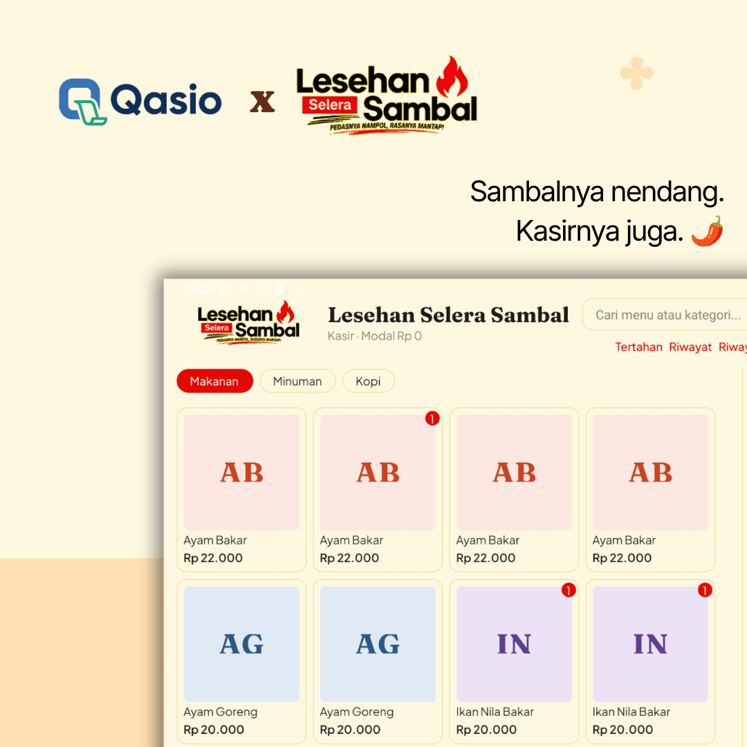 Aplikasi kasir Lesehan Selera Sambal — Qasio