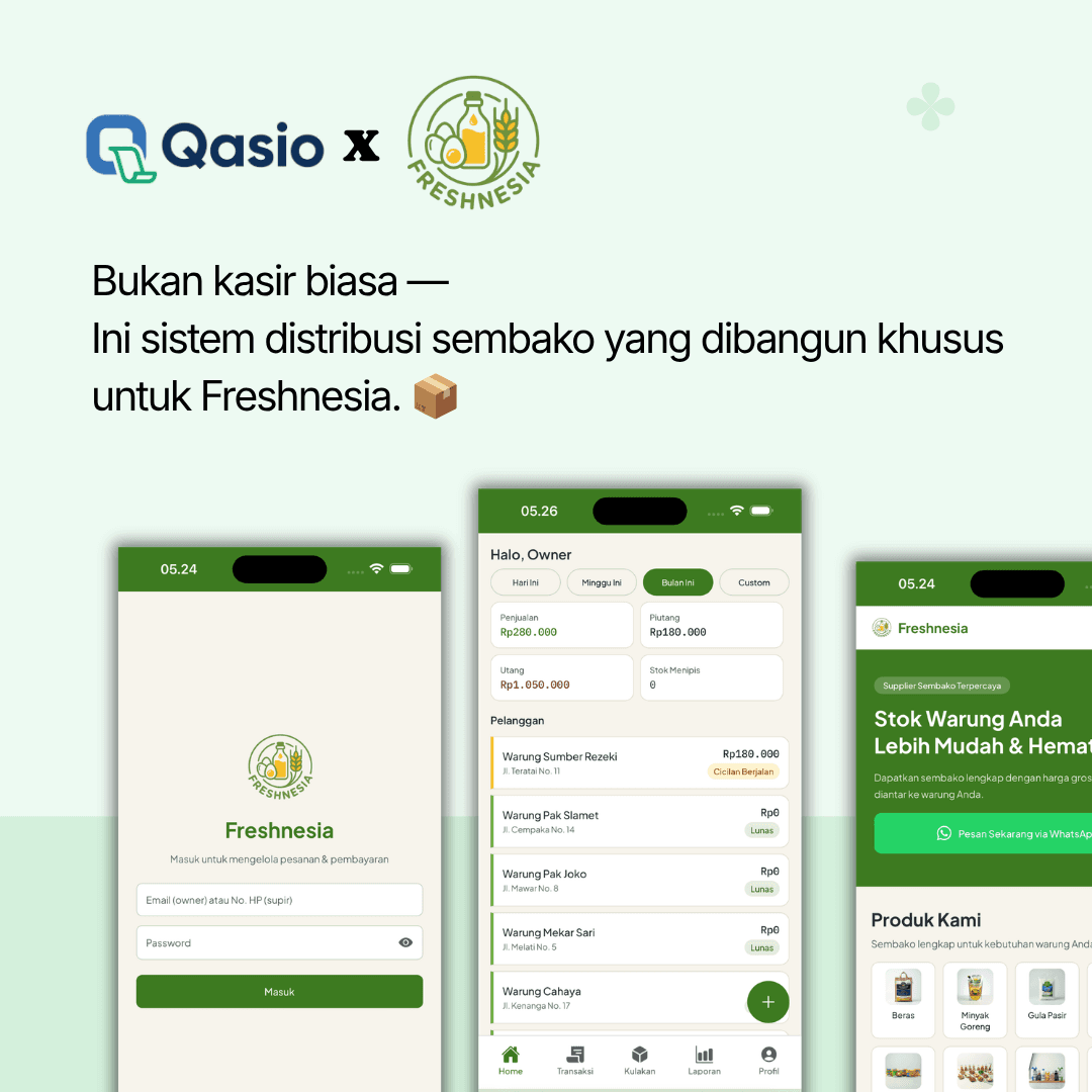 Sistem distribusi sembako Freshnesia — Qasio